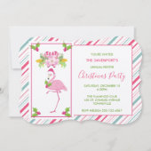 Roze Flamingo Santa Hat Candy Canes and Holly Kaart (Voorkant)