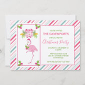 Roze Flamingo Santa Hat Candy Canes and Holly Kaart (Voorkant)