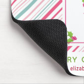 Roze Flamingo Santa Hat Candy Canes and Holly Muismat (Hoek)