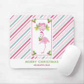 Roze Flamingo Santa Hat Candy Canes and Holly Muismat (Met muis)