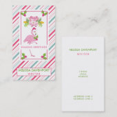 Roze Flamingo Santa Hat Candy Canes and Holly Visitekaartje (Voorkant / Achterkant)