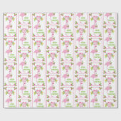 Roze Flamingo Santa Hat Candy Canes Patroon Cadeaupapier (Vlak)