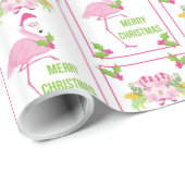 Roze Flamingo Santa Hat Candy Canes Patroon Cadeaupapier (Rol Hoek)