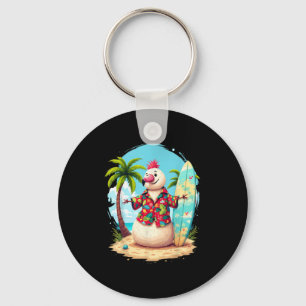 Roze Flamingo Santa Holiday Palm Tree Light Hawaii Sleutelhanger