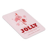 Roze Flamingo Santa Kerstmis Custom Greeting Magneet (Rechterzijde)