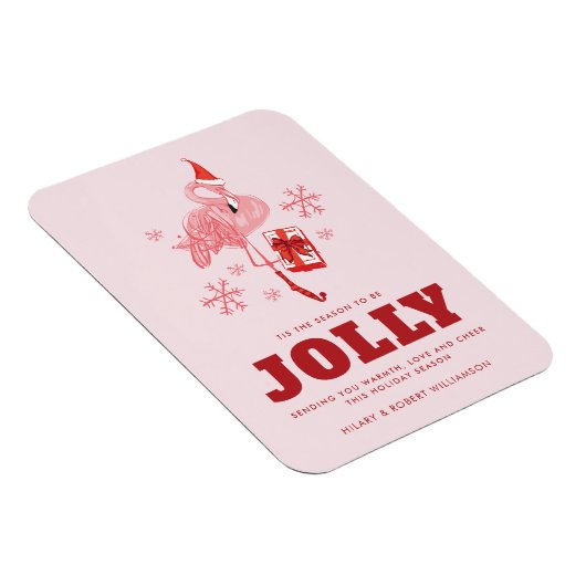 Roze Flamingo Santa Kerstmis Custom Greeting Magneet (Rechterzijde)