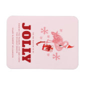 Roze Flamingo Santa Kerstmis Custom Greeting Magneet (Horizontaal)