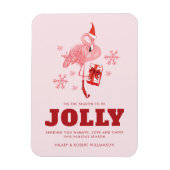 Roze Flamingo Santa Kerstmis Custom Greeting Magneet (Verticaal)