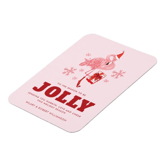 Roze Flamingo Santa Kerstmis Custom Greeting Magneet (Linkerzijde)