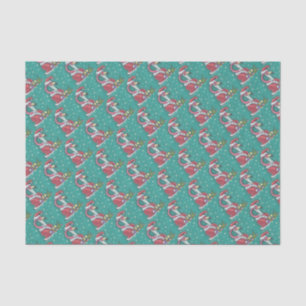 ROZE FLAMINGO SANTA KERSTWEEFSEL PAPIER