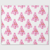 Roze Flamingo Santa Snowflake Kerstboom Cadeaupapier (Vlak)