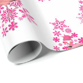 Roze Flamingo Santa Snowflake Kerstboom Cadeaupapier (Rol Hoek)