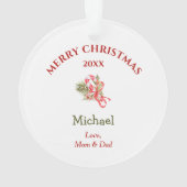 Roze Flamingo Santa Wreath Kinder Ornament (achterkant)