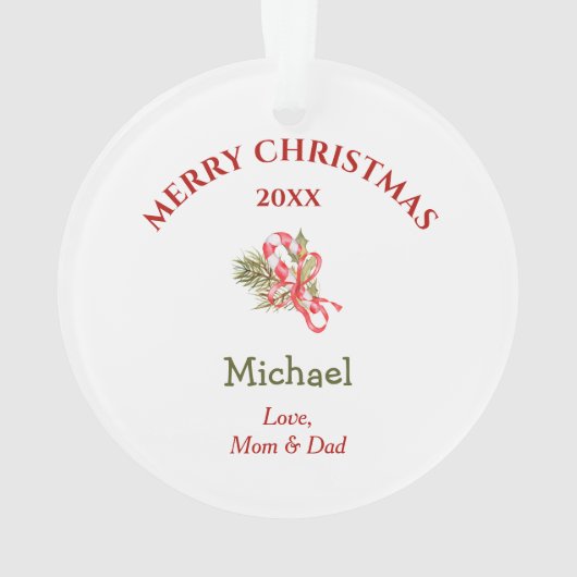 Roze Flamingo Santa Wreath Kinder Ornament (achterkant)