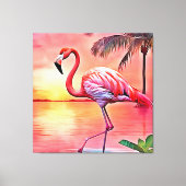Roze flamingo scene ontwerp canvas afdruk (Voorkant)