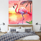 Roze flamingo scene ontwerp canvas afdruk (Insitu (Slaapkamer))
