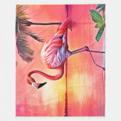 Roze flamingo scene ontwerp fleece deken (Voorkant)