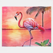 Roze flamingo scene ontwerp fleece deken (Voorkant (Horizontaal))