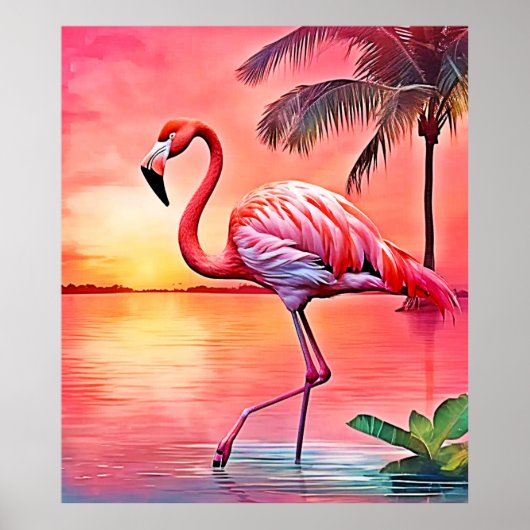 Roze flamingo scene ontwerp poster (Voorkant)