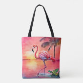 Roze flamingo scene ontwerp tote bag (Achterkant)