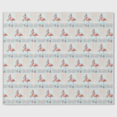 Roze flamingo schaatsen cadeaupapier (Vlak)