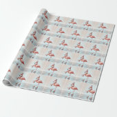 Roze flamingo schaatsen cadeaupapier (Uitgerold)