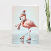 Roze flamingo schaatsen kaart (Voorkant)