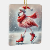 Roze flamingo schaatsen keramisch ornament (Rechts)