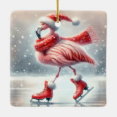Roze flamingo schaatsen keramisch ornament (Achterkant)