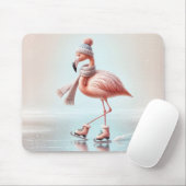 Roze flamingo schaatsen muismat (Met muis)