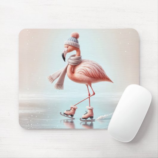 Roze flamingo schaatsen muismat (Met muis)