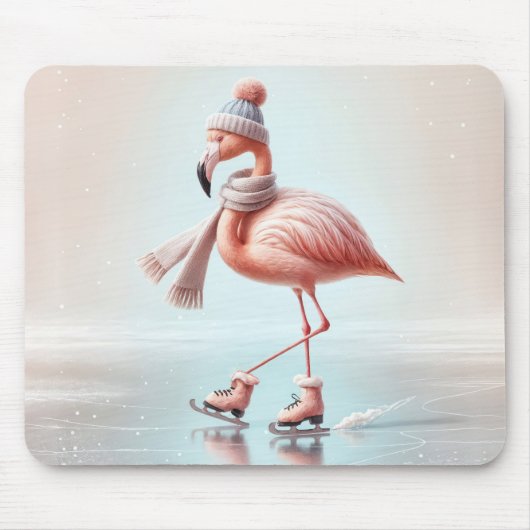 Roze flamingo schaatsen muismat (Voorkant)