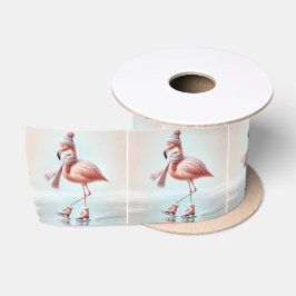 Roze flamingo schaatsen satijnen lint