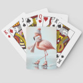 Roze Flamingo schaatser Pokerkaarten (Achterkant)