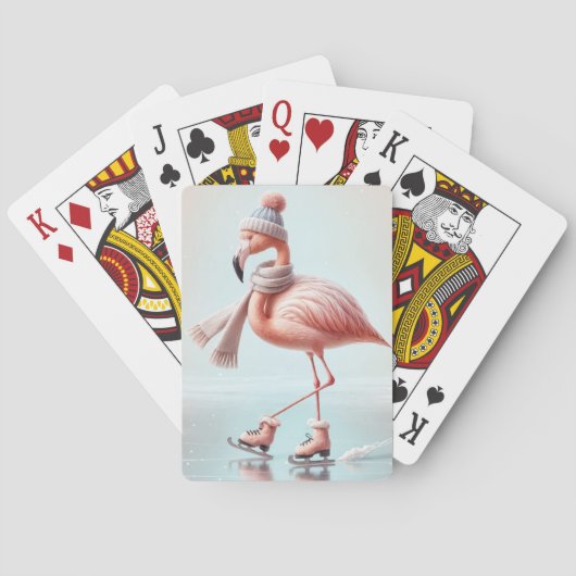 Roze Flamingo schaatser Pokerkaarten (Achterkant)