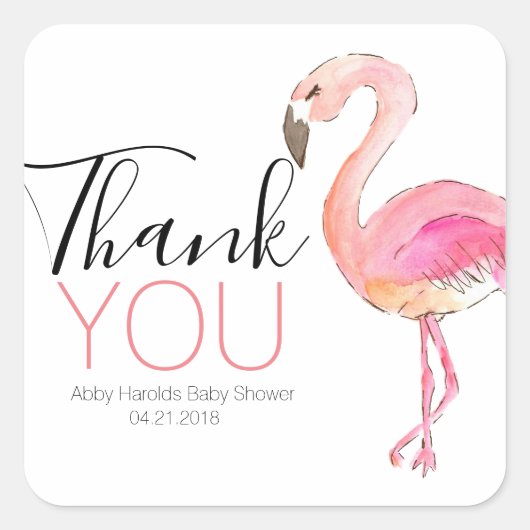 Roze flamingo schattig dank u sticker (Voorkant)