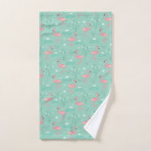 Roze Flamingo schattig geel blauwgroen patroon Bad Handdoek (Handdoek)