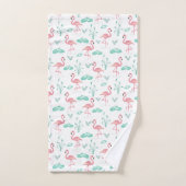 Roze Flamingo schattig geel blauwgroen patroon Bad Handdoek (Handdoek)