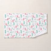 Roze Flamingo schattig geel blauwgroen patroon Bad Handdoek (Handdoek)