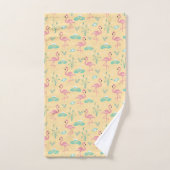 Roze Flamingo schattig geel patroon Bad Handdoek (Handdoek)