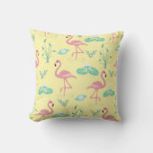 Roze Flamingo schattig geel patroon Kussen (Voorkant)