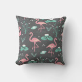 Roze Flamingo schattig grijs patroon Kussen (Voorkant)