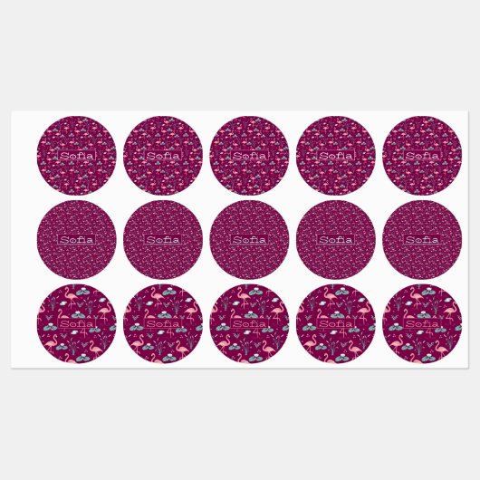 Roze Flamingo schattig rood patroon Labels (Vel)