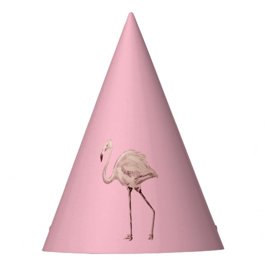 Roze Flamingo Schilderij Partij Pet Feesthoedjes (Voorkant)