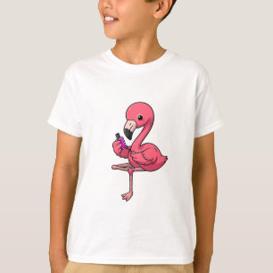 Roze Flamingo Schildert Teennagels Cartoon Kindere T-shirt