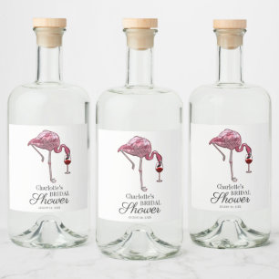 Roze Flamingo Script Bruiloft Feest Custom Zomer Likeurfles Etiket