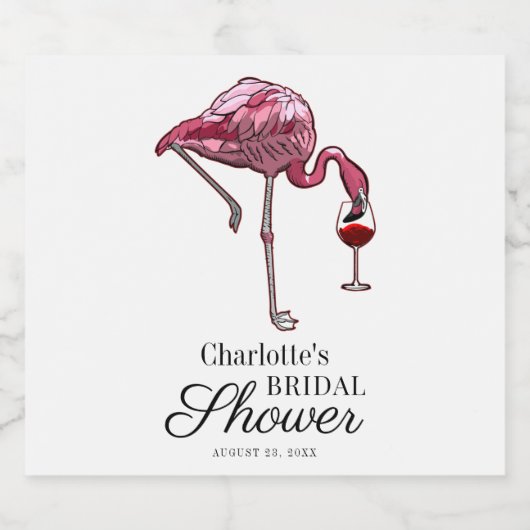 Roze Flamingo Script Bruiloft Feest Custom Zomer Likeurfles Etiket (Enkel label)