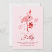 Roze Flamingo Script Tropische Strand Kerstmis Feestdagenkaart (Voorkant)