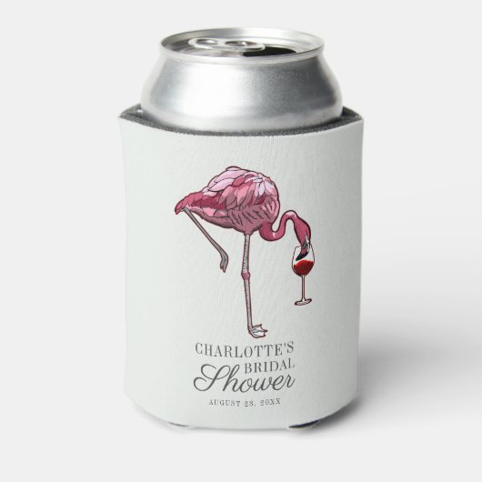 Roze Flamingo Script Zomer Bruidsfeest Aangepast Blikjeskoeler (Blikje Achterkant)
