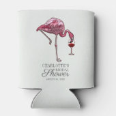 Roze Flamingo Script Zomer Bruidsuitnodiging Aange Blikjeskoeler (Achterkant)